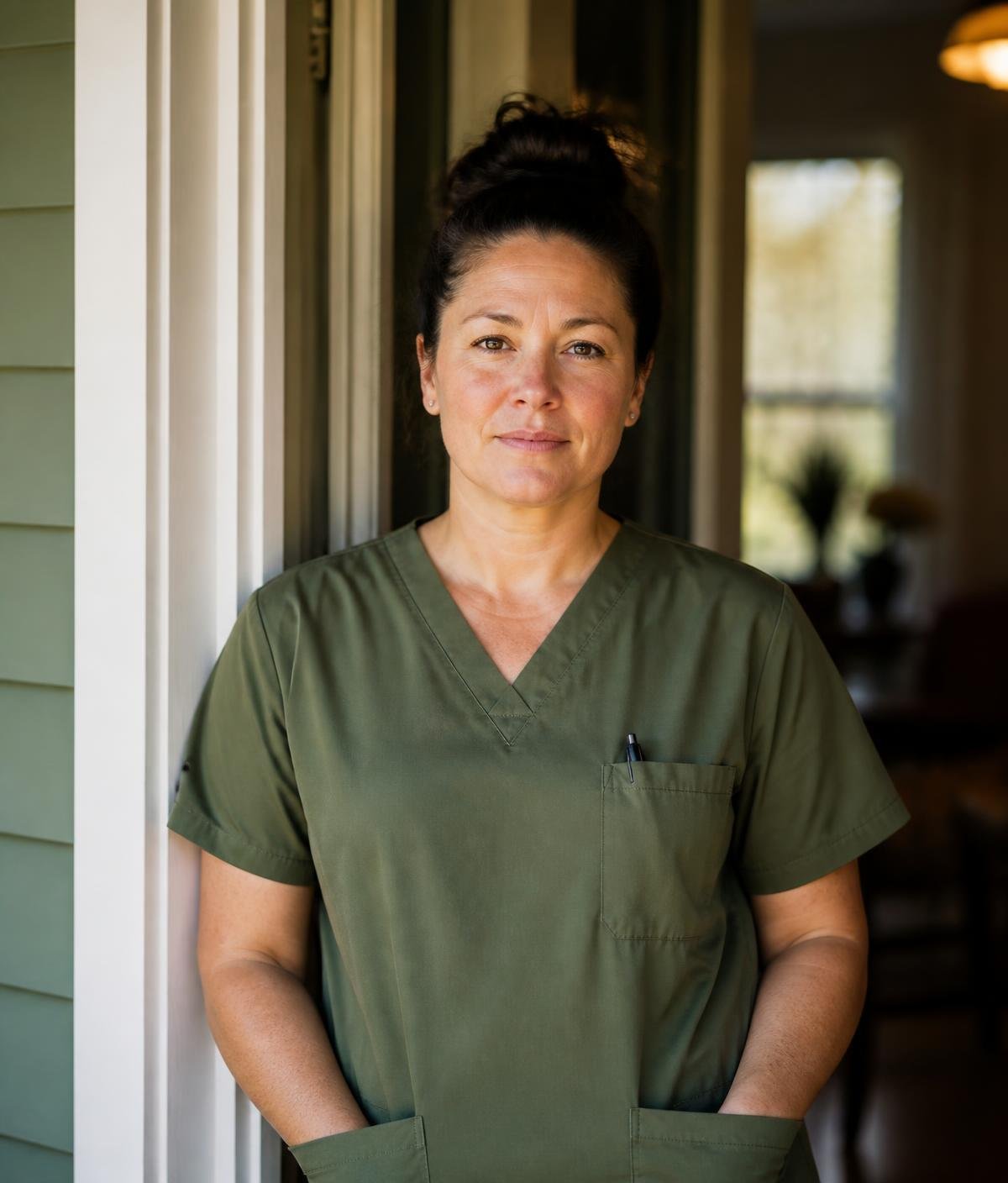 A caregiver assisting a client at home